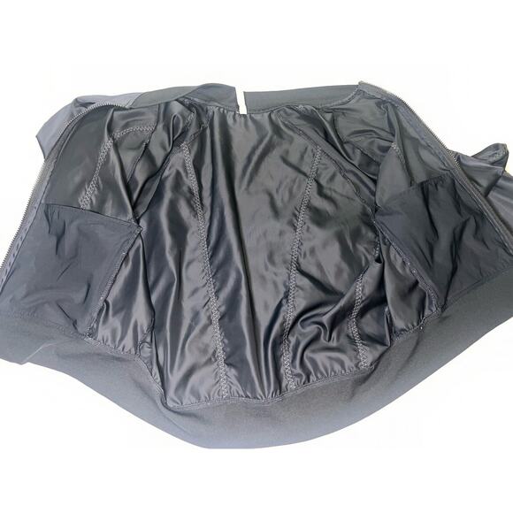 Fabletics x Demi Lovato Bomber Jacket Size Large Black Satin Tori Woven Active - Picture 16 of 16